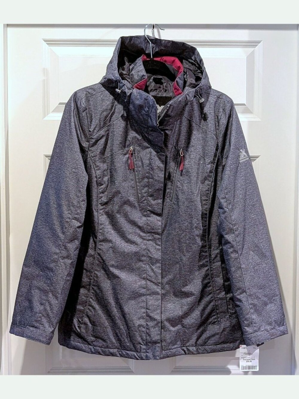 NEW ZeroXPosure GREY Womens Winter Snow Jacket w/ Hoodie L